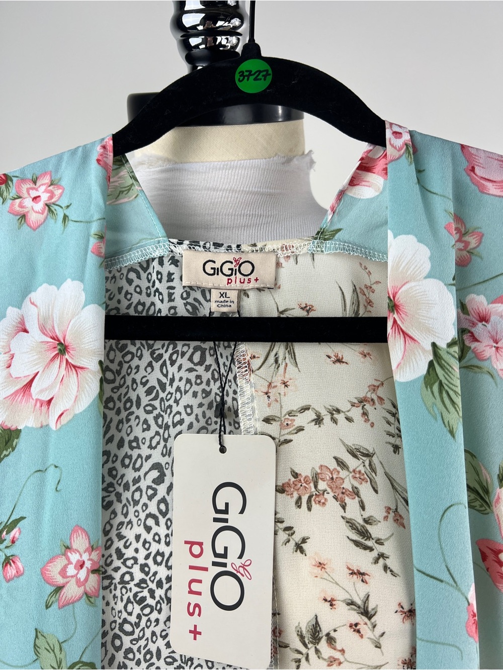 💚 3727. Floral Patchwork Open Kimono - Aqua & Cream - Picture 7 of 9